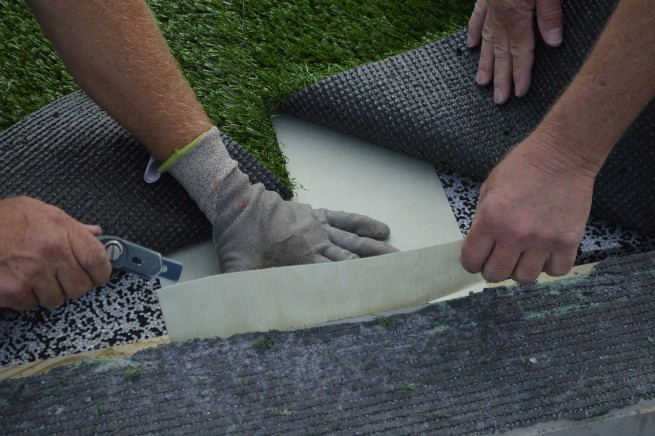 Austin artificial turf installation - cushion pad installation